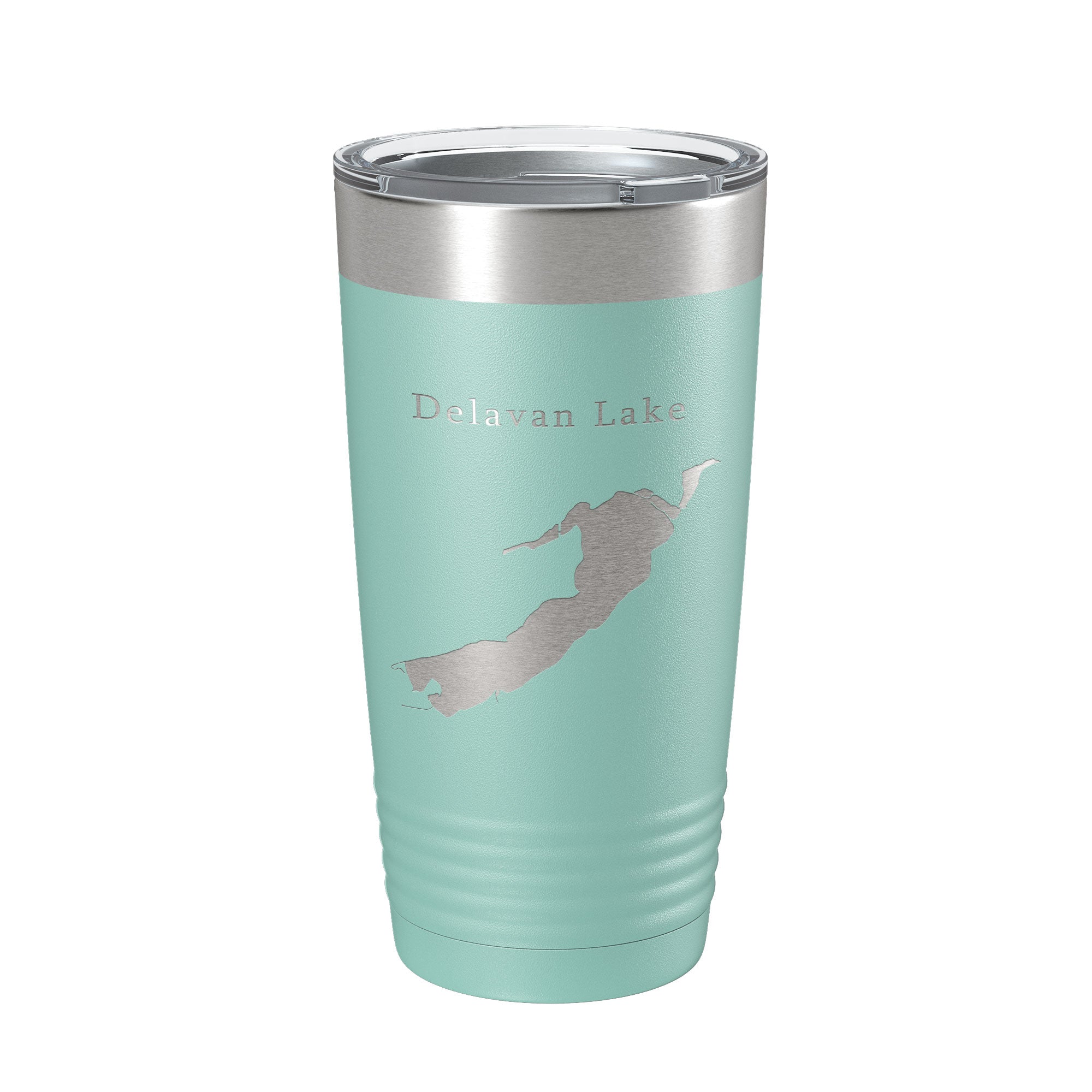 Delavan Lake Map Tumbler Travel Mug Insulated Laser Engraved Coffee Cup Wisconsin 20 oz