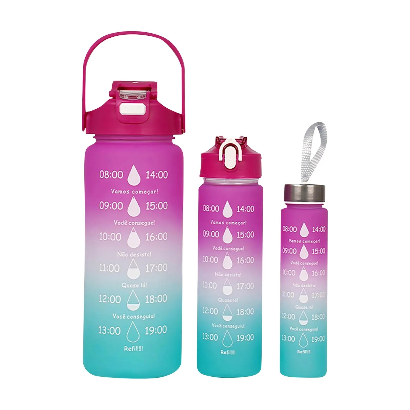 3PC Sports Water Bottle with Straw Time Marker Leak-proof Cup Large Capacity Portable Water bottle for Outdoor Sport Fitness Jug | body SPECIFICATIONS span